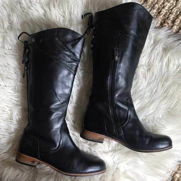 UGG Shoes - UGG Annabelle black leather riding boots tall calf